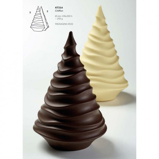 Brad Christmas Chiffon 3D Ø 13 x H 20 cm, комплект Matrite Plastic 2 броя Шоколад