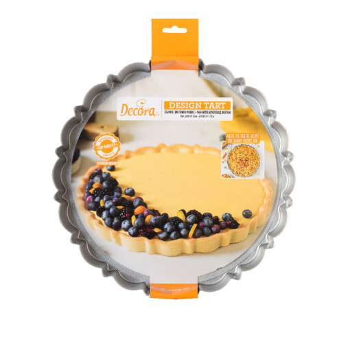 Cake Tray with Scalloped Edges and Removable Base, Ø 30 x H 3 cm, Non-stick Aluminium