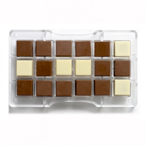 Chocolate Polycarbonate Mould, Square Shapes 2.5cm, 18 Cavities, 20x12xH2cm