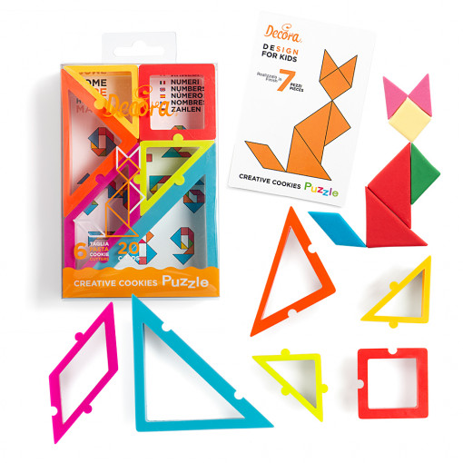 Cutters Plastic Geometric Shapes - Tangram Puzzle, Set 6 pcs + 20 possible models