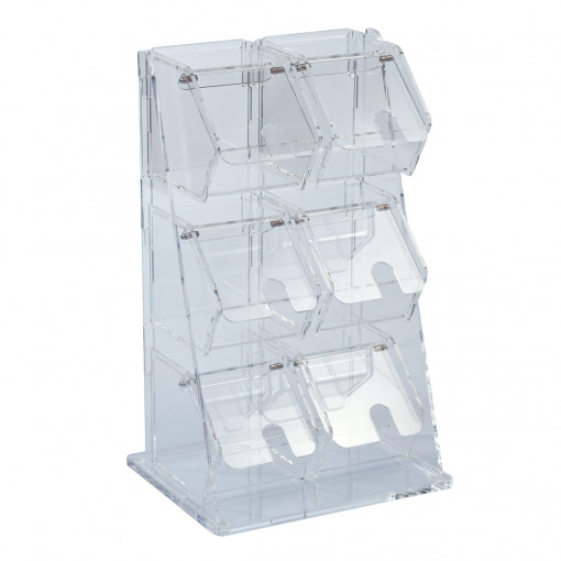 Dispenser Multiuz cu 6 Compartimente Extractibile, Plexiglas Transparent, 25 x 20 x H 40.5 cm