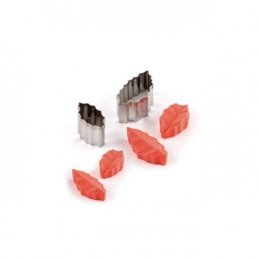 Frunze Ilex - Decupatoare Inox si Mulaje Silicon Ø 3.5 si 5 cm, Set 6 Buc