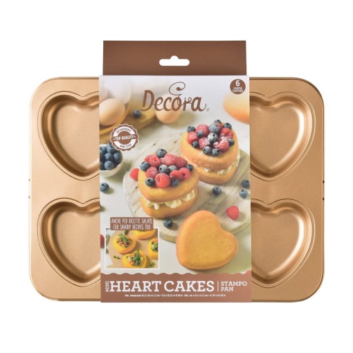 Heart Pattern Tray - 6 Cavities Ø 9.5 x H 2.5 cm, Non-stick Metal