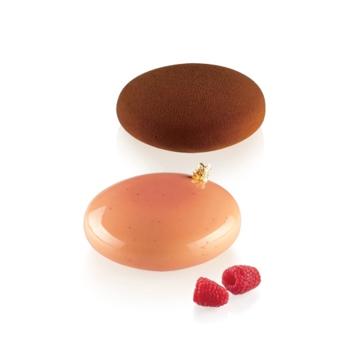 Modern Pebble Cake Kit Ø 8 x H 3.5 cm, 1 Silicone mould with 4 cavities + Tritan mould, 120 ml