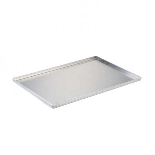 Perforated Aluminium Tray - 4 Edges, 60 x 40 x H 2 cm, Hammered