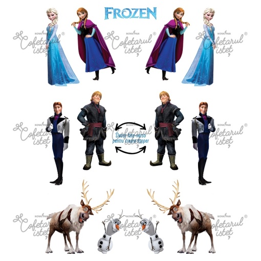 Printed Sugar Paste Frozen Model 3, 12 Decorations double-sided Topper Ø 5 - 9 cm, A4 - Confectioner Istet