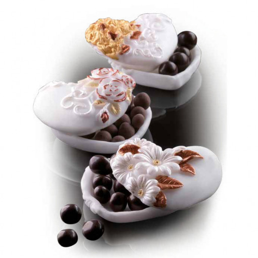 Silicone Mould 3D Box Heart with Flowers Heart with Flowers Not-My-Owned, 9.3 x 9 x H 4.4 cm