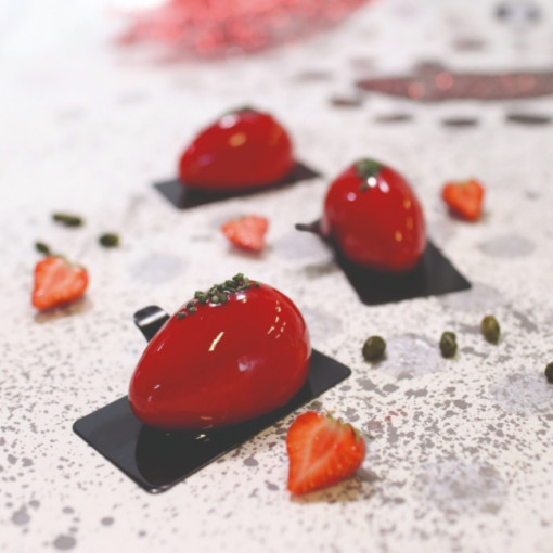 Silicone Quenelle mould, Single-portion 7.7 X 5.1 X 4.2 h cm, 90 ml, 16 cavities