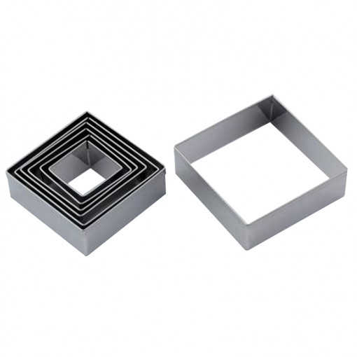 Square - Stainless Steel Cutters, 2.7 - 6.5 x H 2 cm, Box 7 pcs