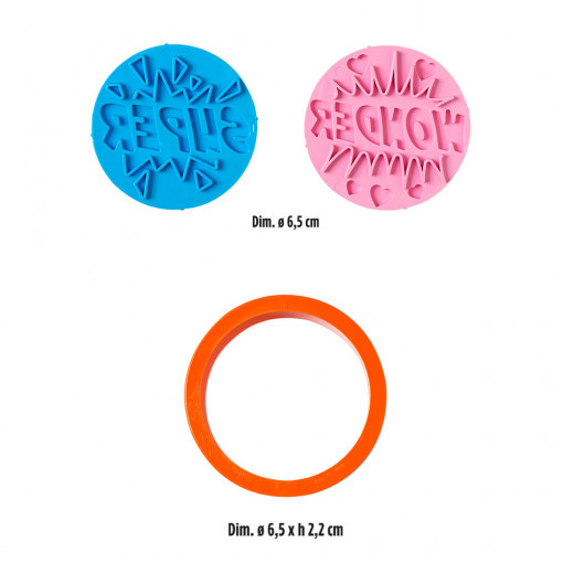 Super Wonder - Decupator Plastic Rotund si 2 Marcatoare, Ø 6.5 x H 2.2 cm, Set 3 Buc