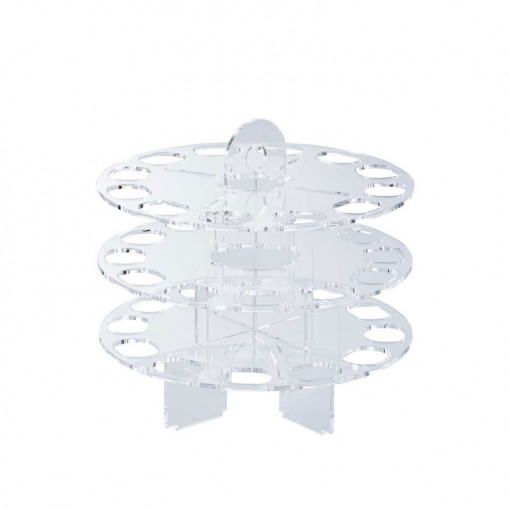 Suport Macarons Plexiglas Transparent, 3 Etaje, Ø 24.7 x H 23.2 cm