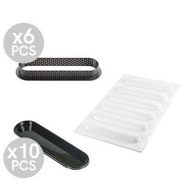 Tarte Set 14.6 x 3.5 cm, 6 Microperforated Copper + Silicon Mould 6 cavities