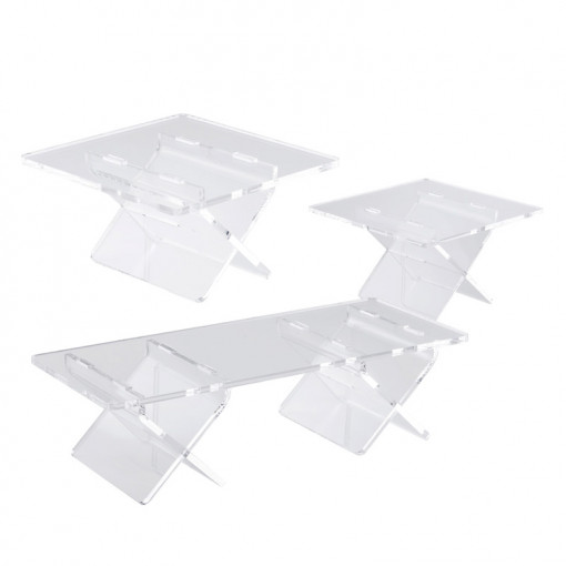 Transparent Plexiglas sideboard holder Plexiglas Transparent kit 3 pcs 25x25xH14, 30x30xH19, 50x20xH14 cm