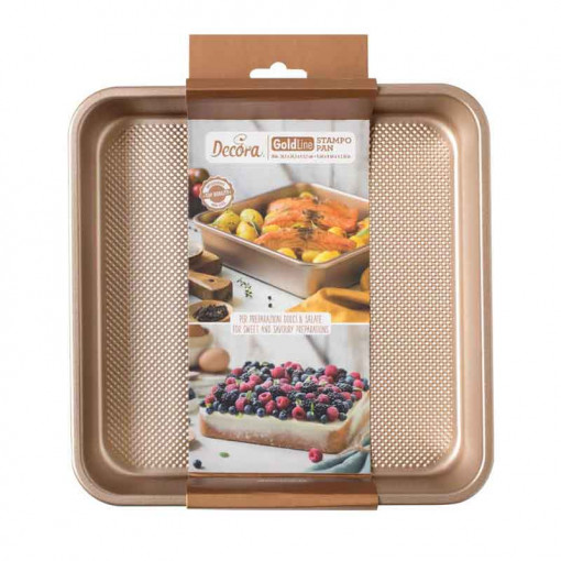 Tray Tray Top, Square Square Square Edged Cake Tray, 24.5 x 24.5 x H 5.5 cm, Non-stick Metal