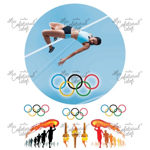 Вафла с печат Olympic Sports Model 2, Ø 20 cm и 8 декорации 5 - 7 cm cm, A4 - Confectioner Istet