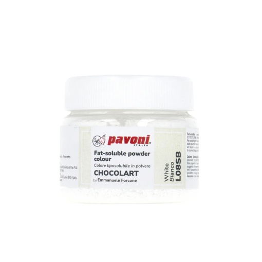 Мастноразтворим хранителен оцветител на прах, CHOCOLART White без E171, 40 gr - не съдържа азотни съединения