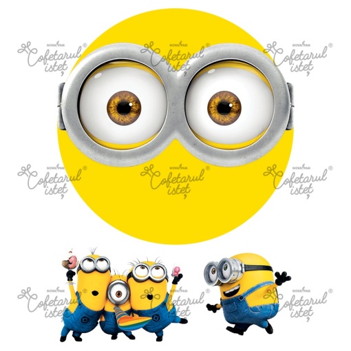 Печатни вафли Minioni Minioni Model 2, Ø 20 cm и 2 декорации 7 - 8 cm, A4 - Сладкарски изделия