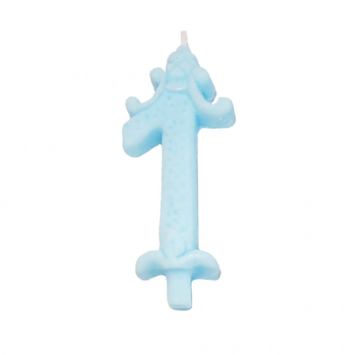 Свещ за торта H 8,5 cm, фигура 1, синя