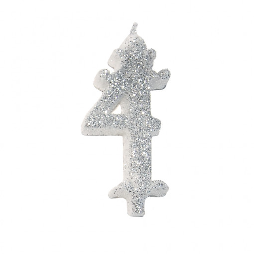 Свещ за торта H 8,5 cm, фигура 4, сребро