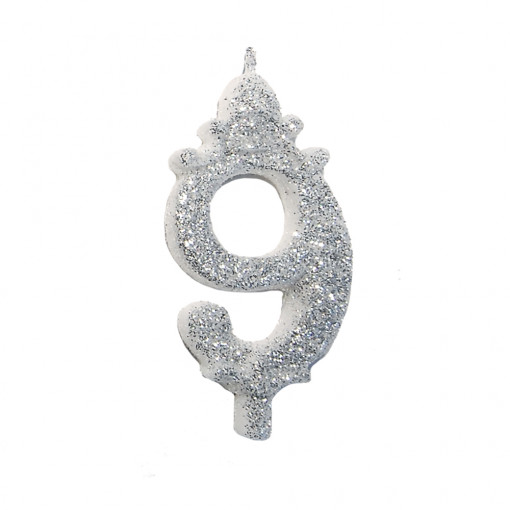 Свещ за торта H 8,5 cm, фигура 9, сребро