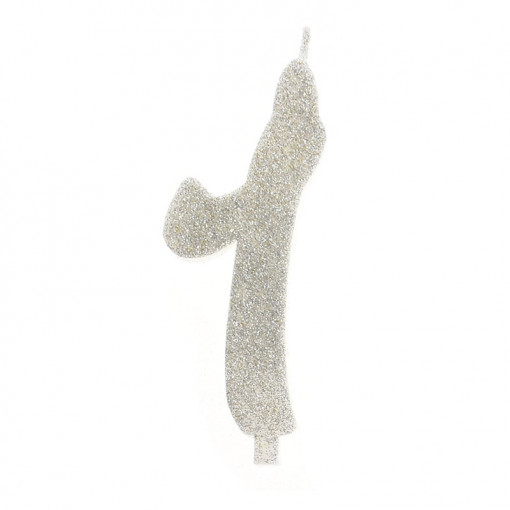 Свещ за торта XL H 12 cm, фигура 1, сребро