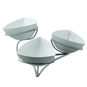 Buffet Buffet Holder, 3 White Bowls, Ø 50 x H 21 cm