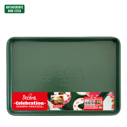 Calebration téglalap alakú tálca zöld 39,5 x 27 x H 2,4 cm, tapadásmentes fém