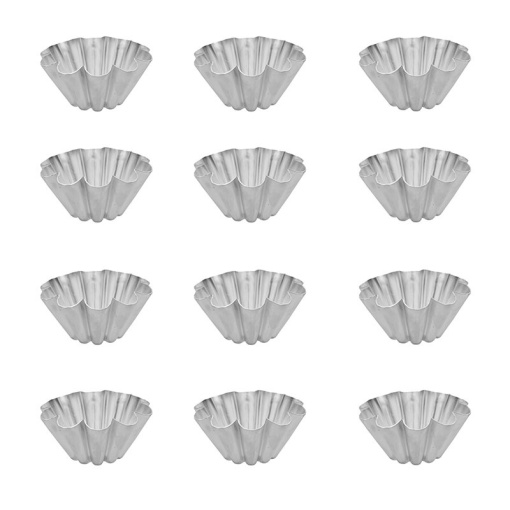 Conical Baking Tin with Scalloped Edges, Ø 8-3 x H 4 cm, Aluminium, Set of 12 pieces
