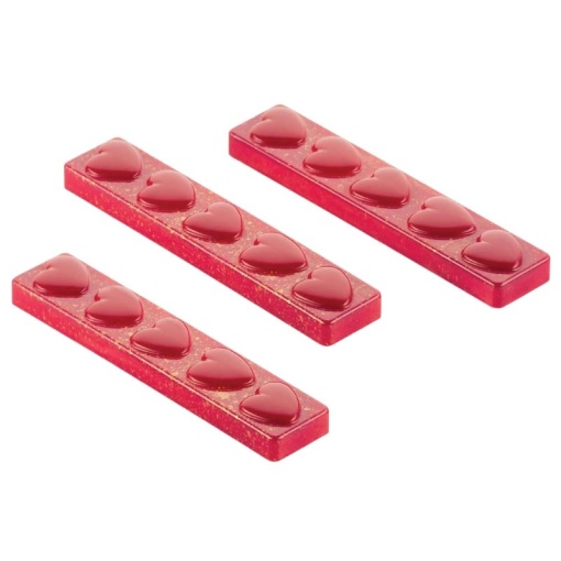 Csokoládétáblák 12 x 2,5 x H 1,2 cm - Polikarbonát forma Szívek, 8 üreg (CH012), 30 gr.