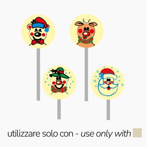 Folii Matrite Termoform. 6 Subiecte Craciun Lollipops H 5 cm + pungi + betisoare hartie, 200 buc