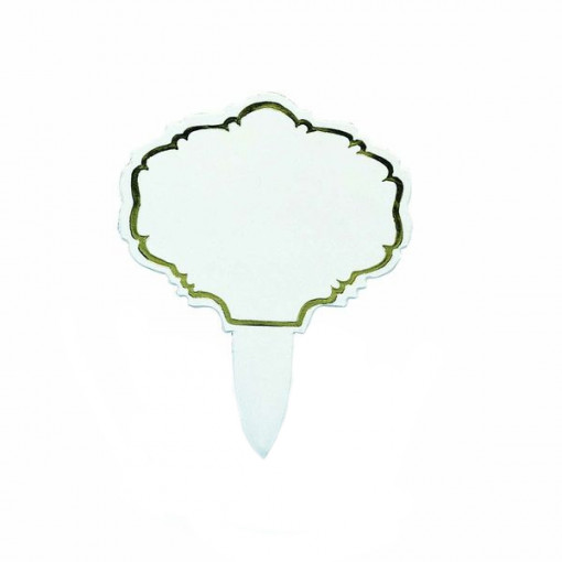 Labels Price Material Material Plastic White, Gold Outline, Ø 6 x H 8 cm, Set 25 pcs