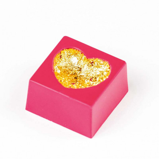 Matrita Policarbonat Deep Heart 28 Praline Ciocolata, 2.7 x 2.7 x H 1.6 cm, 11 gr