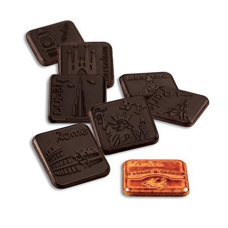 Napolitain Ciocolata 3.4 x 3.4 x H 0.4 cm - Polycarbonate City mould, 24 cavities