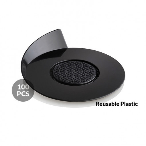 Plastic Presentation Monoportion Presentation Base, Round Black, Ø 8.6 cm, Set 100 pcs