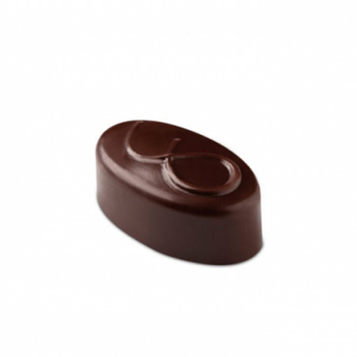 Polikarbonát forma Artisanal Range 21 csokoládé praliné csokoládé ovális, 3.7 x 2.1 x H 1.4 cm, 10 gr, 10 gr.