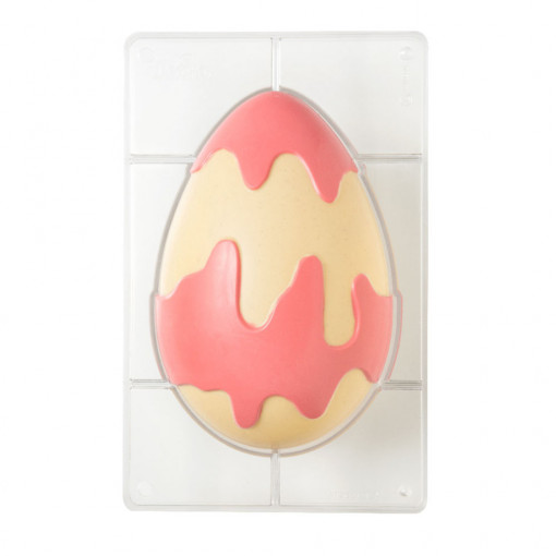 Polycarbonate mould Chocolate Egg Chocolate Splash, 1 Cavity, 20.5 x 13.5 x H 7.5 cm, Set 2 Pieces