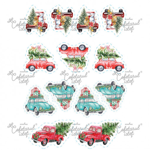 Printed Sugar Paste Christmas Model 8, 13 Decorations Ø 6 cm, A4 - Confectioner Istet