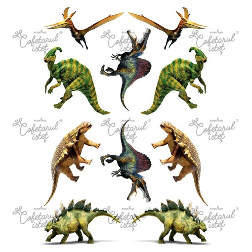 Printed Sugar Paste Dinosaurs Model 5, 10 Decorations Topper 10 cm, A4 - Confectioner Istet