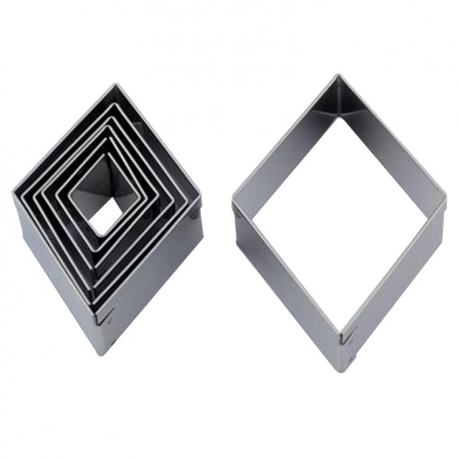 Romb - Rozsdamentes acél vágókések Ø 3 - 9 x H 2 cm, dobozban 7 db