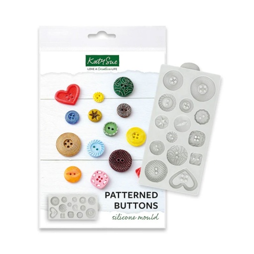 Silicone moulding buttons, Ø 1.1 - 2.4 cm, 14 decorations