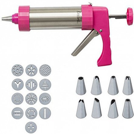 Stainless Steel Biscuit Pistol with 13 Treads and 8 Nuts, Ø 6 x W 21 cm