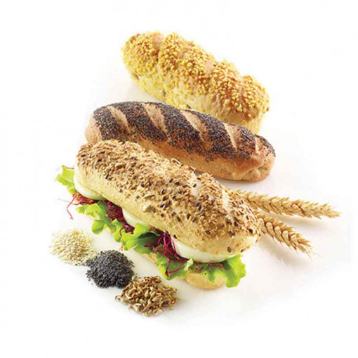 Szilikon mini baguette 17 x 5,5 x H 2 cm, 4 üreggel