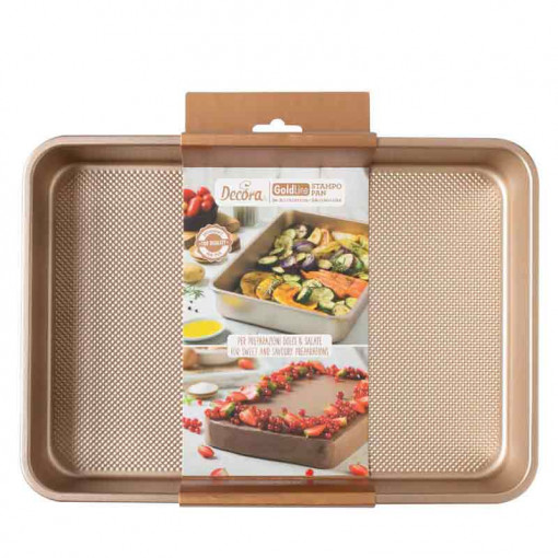 Tray Tray Top, Rectangular Straight Edged Cake Tin, 34.7 x 24.5 x H 5.5 cm, Non-Stick Metal