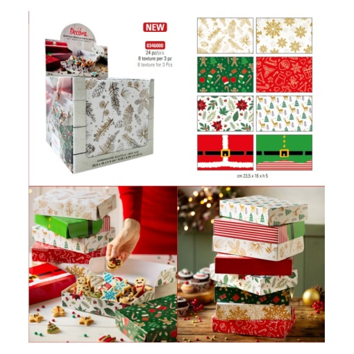 Wrapping Paper Christmas Boxes 23.5 x 16 x H 5 cm, 24 pcs