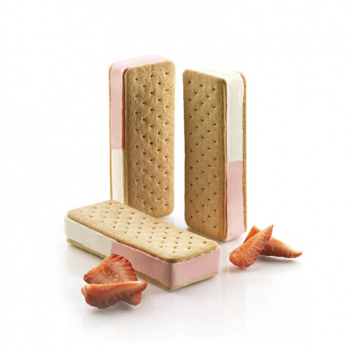 Бисквитен сандвич Ice Cream Sandwich Slim, 2 силиконови форми x 6 кухини. 12 x 4,5 x H 2 cm, 110 ml (BISC03)