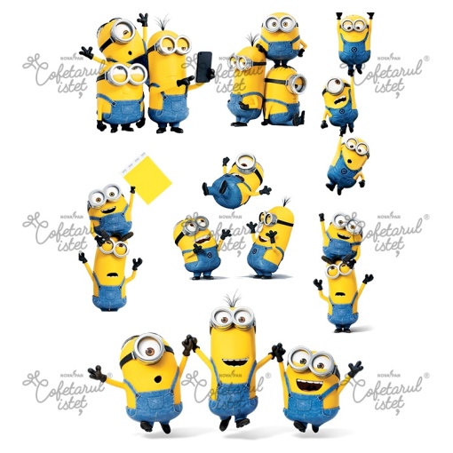 Декорации от захарна паста с отпечатъци Minions Model 6, 7 7.5 - 18 cm cm, A4 - Сладкарски изделия
