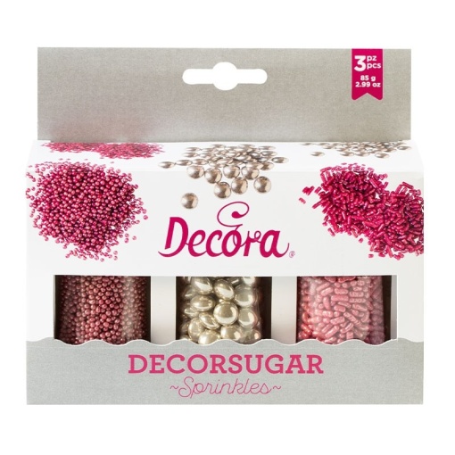 Декор Sugar Decor Смесени сребърни и розови пръски Ø 2 - 10 мм, 85 гр.