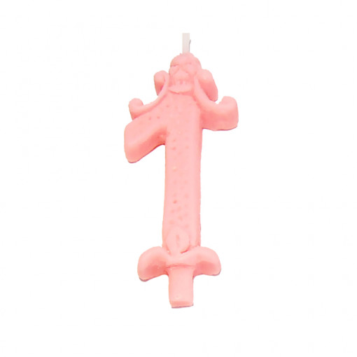Свещ за торта H 8,5 cm, фигура 1, розова