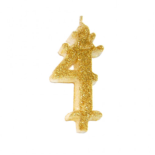 Свещ за торта H 8,5 cm, Фигура 4, Златна