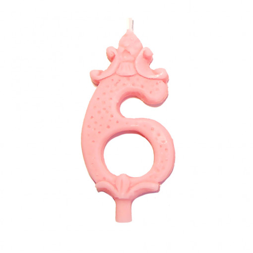 Свещ за торта H 8,5 cm, фигура 6, розова